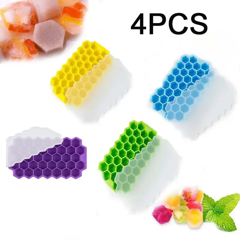 148 Cavity Honeycomb Ice Cube Trays Reusable Silicone Ice Cube Mold BPA Free Ice Maker with Removable Lids Ice Cube Maker