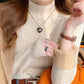 Women's Turtleneck Sweater Winter 2025 Retro Red with Velvet Lining Thickened Inner Wear Thermal Knitting Bottoming Shirt