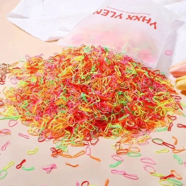 1000Pcs Colorful Small Disposable Hair Bands Scrunchie Girls Elastic Rubber Band Ponytail Holder Hair Accessories Hair Ties