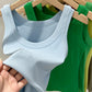 zjaiss Women Solid Round Neck Ribbed Tank Top Camisole Women 2025 Summer Basic Elastic Tank Top O Neck Solid Tank Top