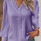 Women's Lace Stitching Shirt Loose Stitching V-neck Long Sleeve Pullover Chiffon Shirt Fall Top Simple Elegant Street Blouse