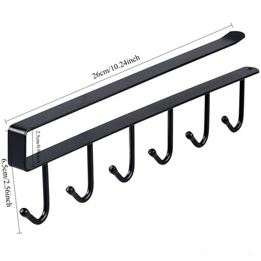 1pc wrought iron cabinet with 6 hooks, nail free and diamond free, easy installation, multi scene storage, neat storage