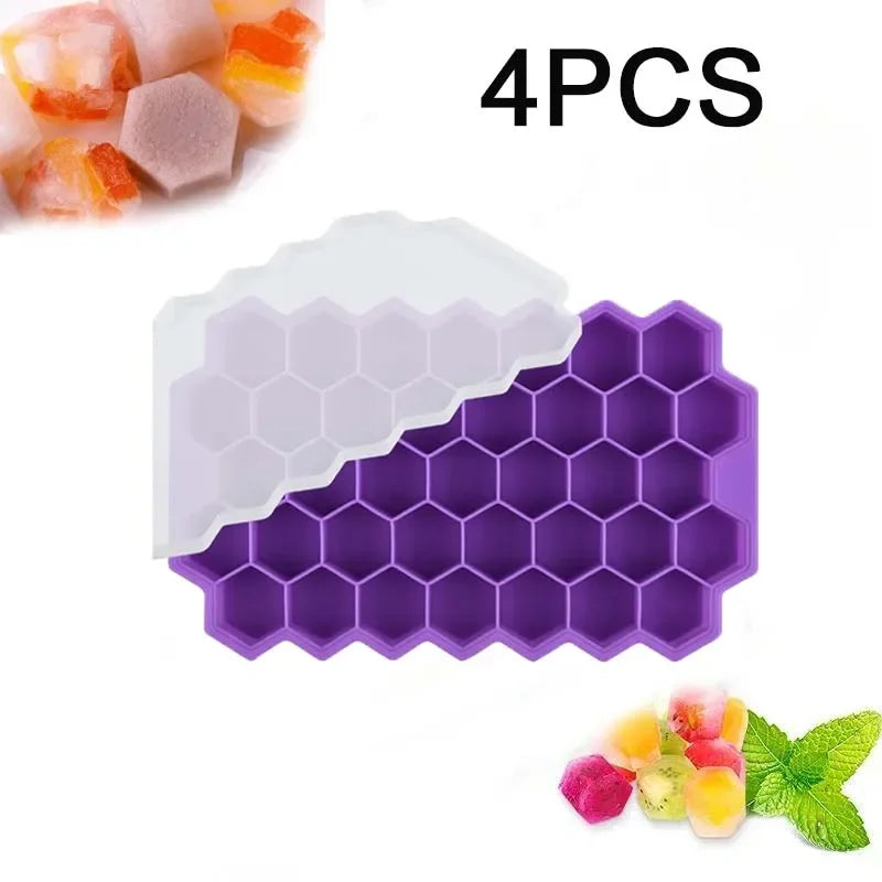148 Cavity Honeycomb Ice Cube Trays Reusable Silicone Ice Cube Mold BPA Free Ice Maker with Removable Lids Ice Cube Maker
