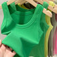 zjaiss Women Solid Round Neck Ribbed Tank Top Camisole Women 2025 Summer Basic Elastic Tank Top O Neck Solid Tank Top