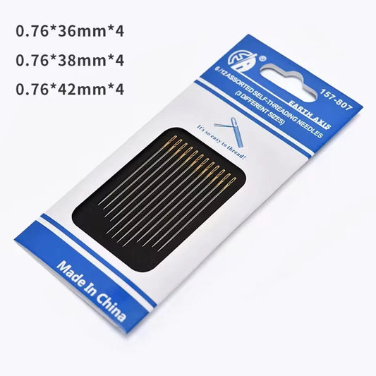 12/24/36pcs Blind Needle Elderly Needle-side Hole Hand Household Stainless Steel Sewing Needless Threading Apparel Sewing DIY