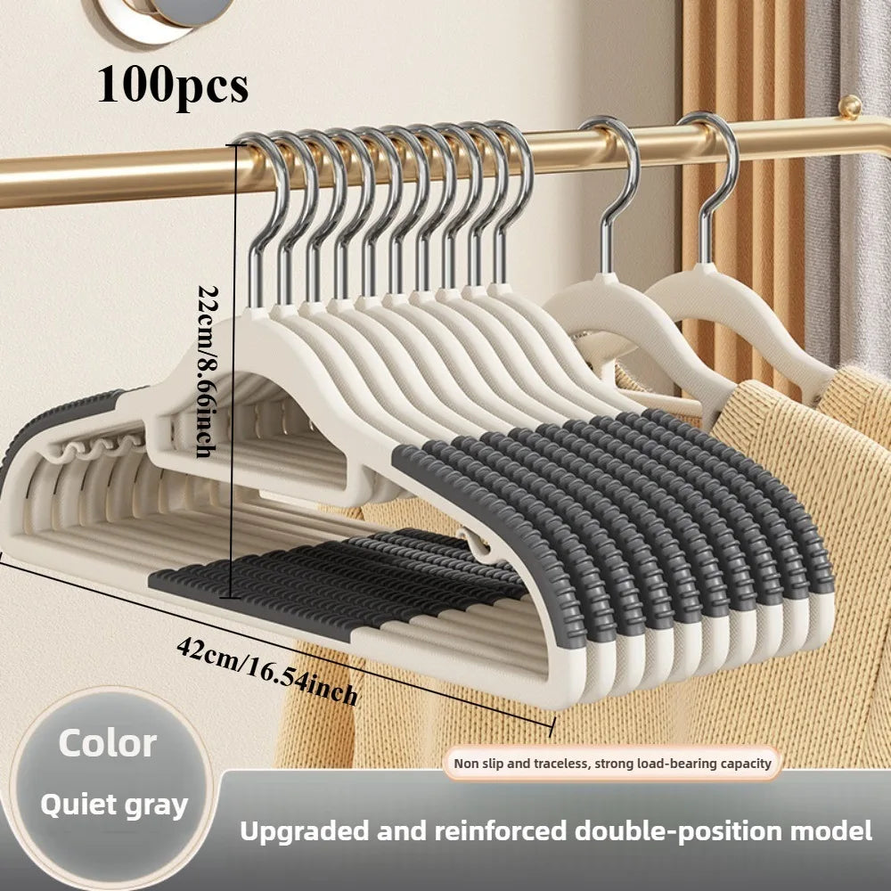 10pcs Home seamless wide shoulder clothes hanger, anti slip and anti bulging bag, thickened for both dry and wet use