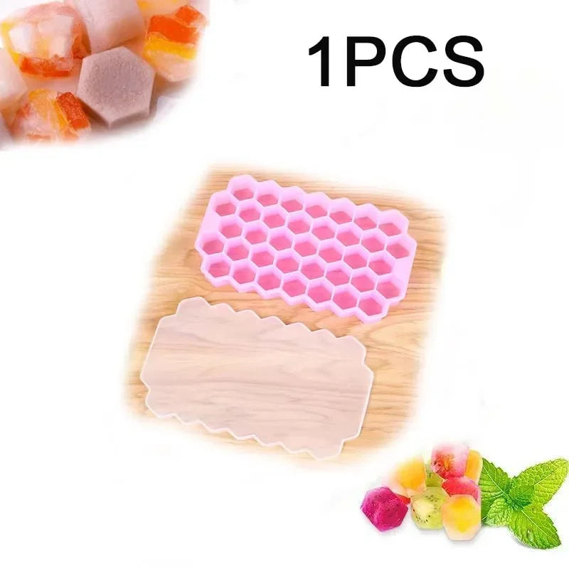 148 Cavity Honeycomb Ice Cube Trays Reusable Silicone Ice Cube Mold BPA Free Ice Maker with Removable Lids Ice Cube Maker