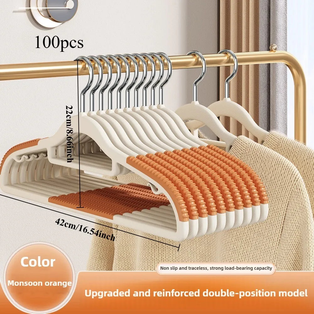 10pcs Home seamless wide shoulder clothes hanger, anti slip and anti bulging bag, thickened for both dry and wet use
