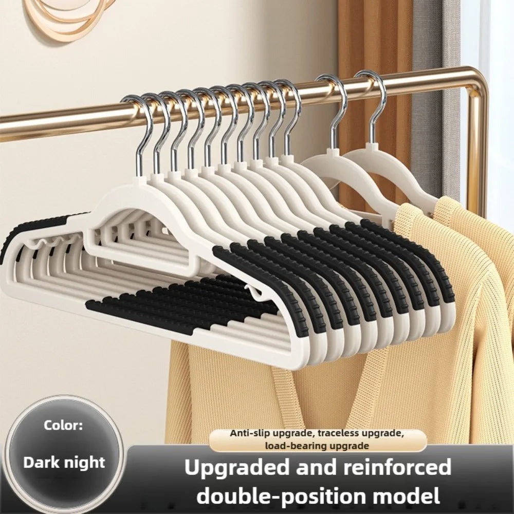 10pcs Home seamless wide shoulder clothes hanger, anti slip and anti bulging bag, thickened for both dry and wet use