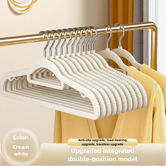 10pcs Home seamless wide shoulder clothes hanger, anti slip and anti bulging bag, thickened for both dry and wet use