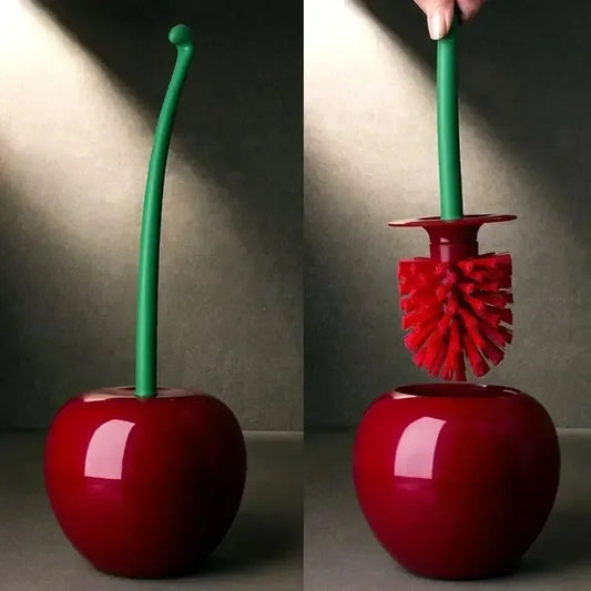 1pc Lovely Cherry Shape Lavatory Toilet Brush Red Toilet Brush Creative Holder Set Toilet Holder Bathroom Accessories