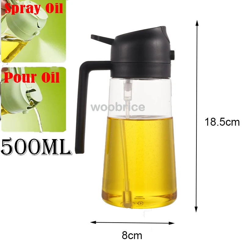 2in1 Kitchen Spray Oil Dispenser 500ml Oil Sprayer Polisher for Air Fryer Salad Grilling Roasting Cooking Kitchen Acceesories