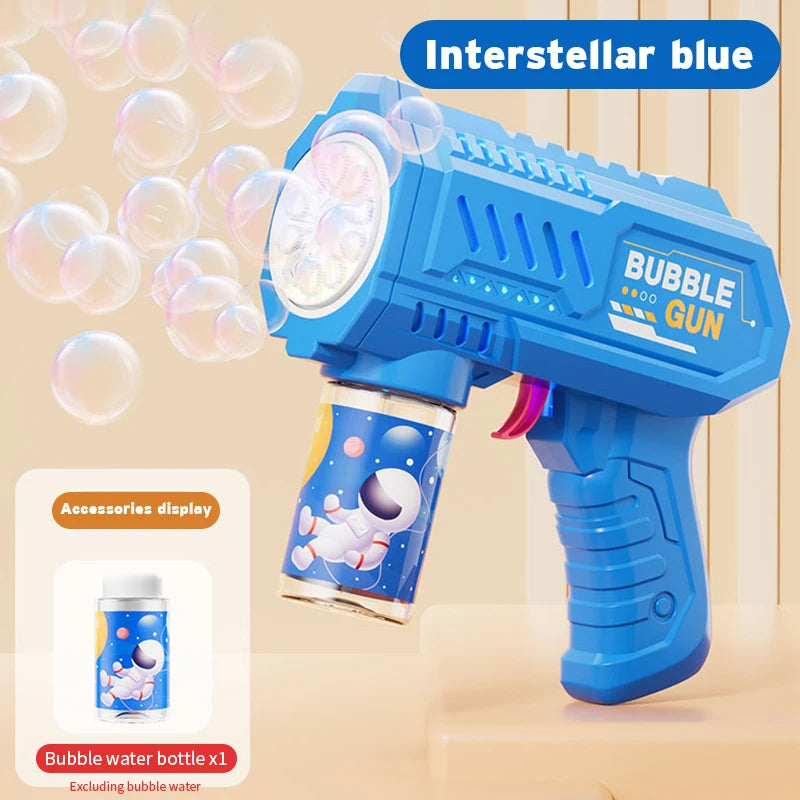 10 hole Handheld light bubble machine fully automatic electric bubble gun children's toys without battery and bubble water