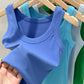 zjaiss Women Solid Round Neck Ribbed Tank Top Camisole Women 2025 Summer Basic Elastic Tank Top O Neck Solid Tank Top