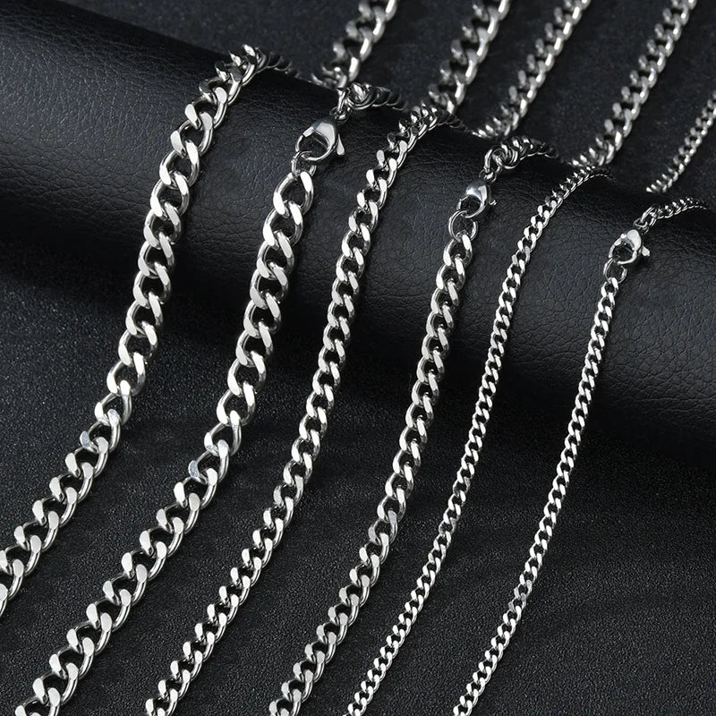 3.5-7MM Wide Stainless Steel Necklaces For Men Punk Cuban Link Chain Choker Women Hip Hop Fashion Party Jewelry Accessories