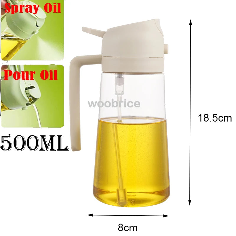 2in1 Kitchen Spray Oil Dispenser 500ml Oil Sprayer Polisher for Air Fryer Salad Grilling Roasting Cooking Kitchen Acceesories