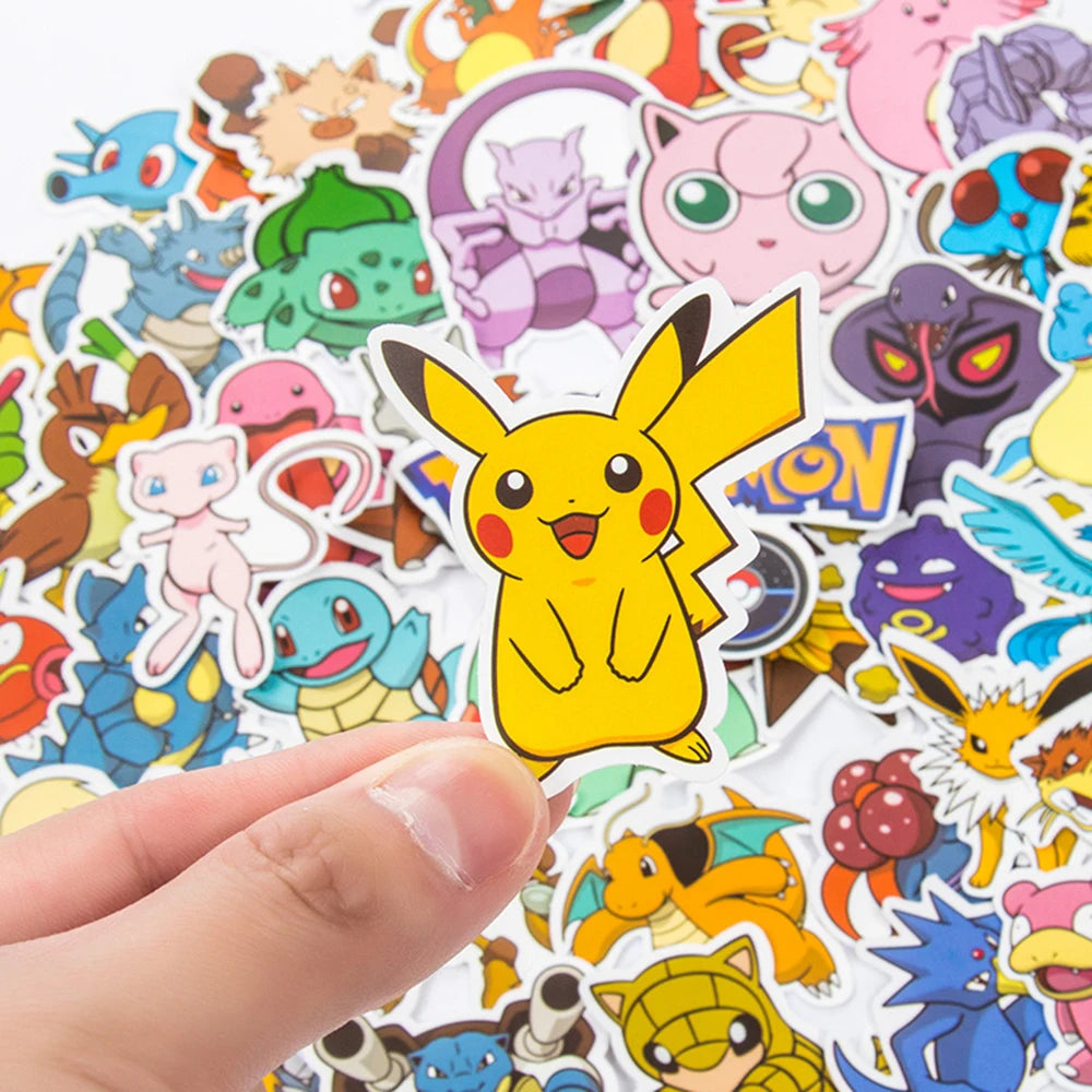 10/30/50/100pcs Pokemon Stickers Kawaii Pikachu Decals DIY Skateboard Bicycle Guitar Laptop Kids Cute Waterproof Stiker Toys
