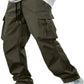 2025new men's workwear pants, European and American men's loose straight casual pants, men's workwear pocket pants