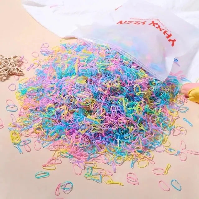 1000Pcs Colorful Small Disposable Hair Bands Scrunchie Girls Elastic Rubber Band Ponytail Holder Hair Accessories Hair Ties