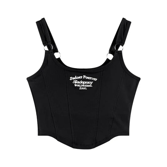 1pc Letter Print Cotton Women Small Breast Bras Hot Girls Wear Casual Slim Underwear Padded Camisole Top