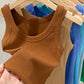 zjaiss Women Solid Round Neck Ribbed Tank Top Camisole Women 2025 Summer Basic Elastic Tank Top O Neck Solid Tank Top