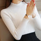 2025 Autumn Women Mock Neck Ruffles Sweater Long Sleeve Knitted Bottoming Solid Pullovers Stripe Women Casual Sweater Winter