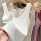 zjaiss Women Solid Round Neck Ribbed Tank Top Camisole Women 2025 Summer Basic Elastic Tank Top O Neck Solid Tank Top