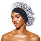 Women's Satin Solid Bonnets Wide-brimmed Night Sleeping Bathing Hat Unisex Head Wrap Elastic Band Cap Hair Care Bonnet