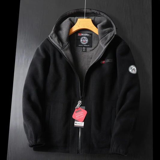 2024 Brand Winter Fleece Jacket Men's Casual Thickened Wool Jacket high quality Design Warm Fashion Hooded Coat Outdoor Ski Suit