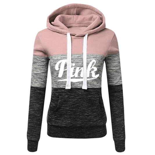 2024 Hot Sales Womens Clothing Print Color Block Hooded Sweatshirts Fashion Trend Versatile Pullover Street Warm Casual Clothing
