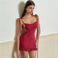 2024 European and American New High end Y2K Sexy Open Back Lace up Slim Fit Spicy Girl Short Skirt Summer Party Club Mini Dress