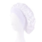 Women's Satin Solid Bonnets Wide-brimmed Night Sleeping Bathing Hat Unisex Head Wrap Elastic Band Cap Hair Care Bonnet