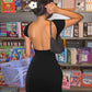 Nibber Solid Sexy Backless Maxi Dress Women Elegant Elastic Slim Short Sleeve Long dresses Female Bodycon Streetwear Clothing