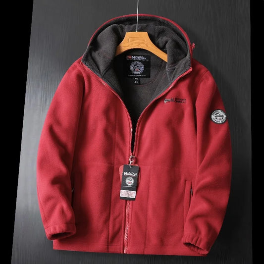 2024 Brand Winter Fleece Jacket Men's Casual Thickened Wool Jacket high quality Design Warm Fashion Hooded Coat Outdoor Ski Suit